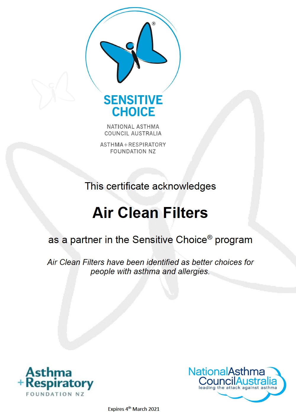 AirClean Filter™ High Efficiency Ducted Air Filter - Sensitive Choice® Recommended - Air Clean filter