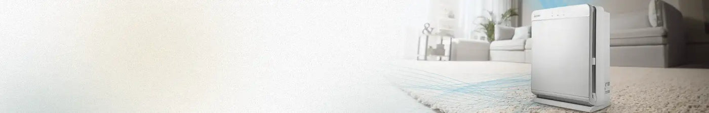 White rectangular air purifier with sleek modern design and subtle branding on the front panel