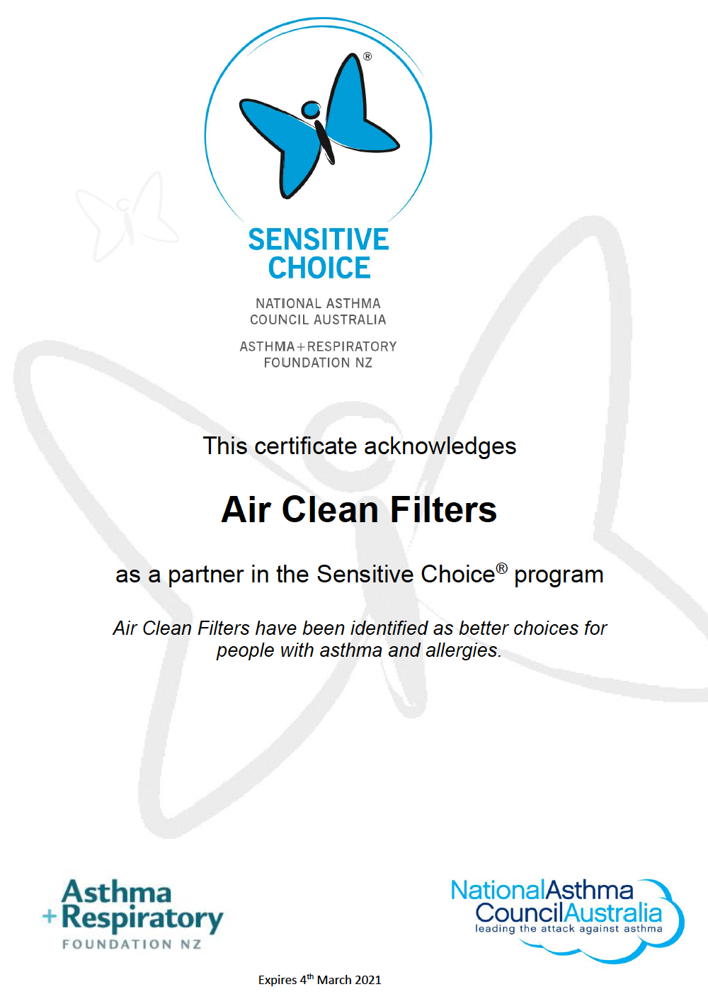 AirClean Filter™ High Efficiency Ducted Air Filter - Sensitive Choice® Recommended